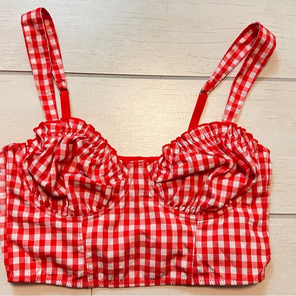 Colsie Red and White Checkered Top
